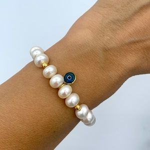 Evil Eye Pearl Bracelet